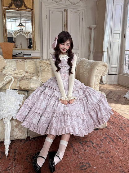 Beige Knit Shirt with Ruffle Collar, Long Sleeves & Pink Bow Detail - Yimu Walnut