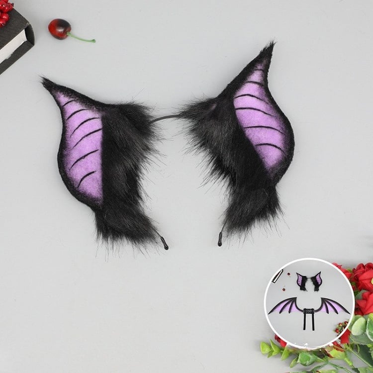 Ear KC Plüsch SchwarzRot/Grau/Lila Fledermaus Halloween