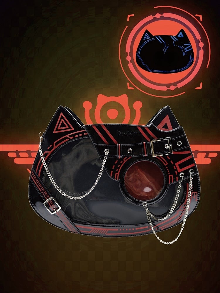 Cat Ear Glow-in-the-dark Cyberpunk Ita Bag Black Red - Daylight