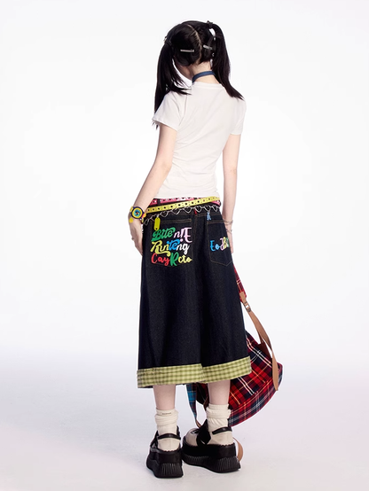 Weißes T-Shirt mit Rundhalsausschnitt und Graffiti-Print