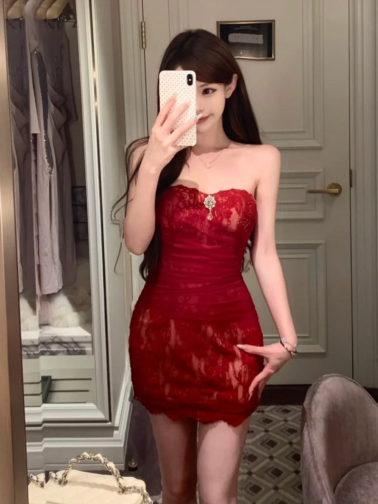 Vintage Lace Bodycon Dress with Detachable Tulle Train | Catyears