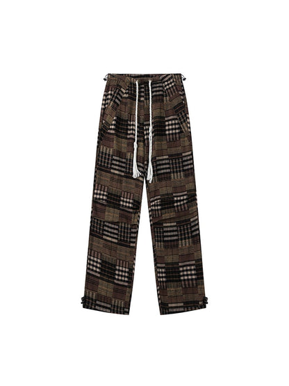 Patchwork-Kordelzug mit Hosenbund Plaid Braun