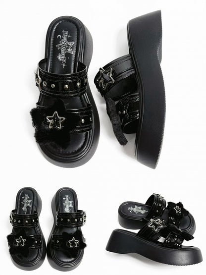 Slippers Star Black – Platform Buckles Alt-Goth
