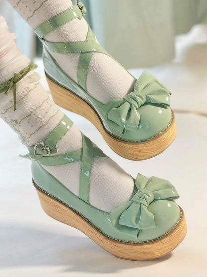 Platform Sweet Lolita Straps with Shoes Crisscross Green