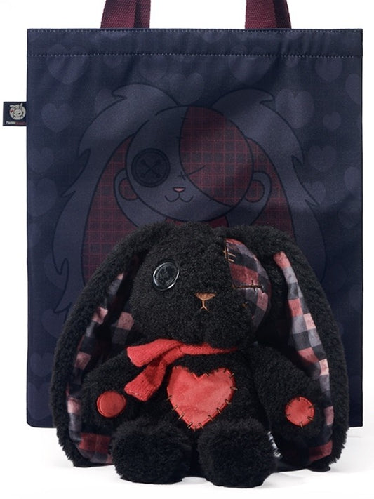 Canvas A Bunny Bag Guro Kawaii with Black Plush