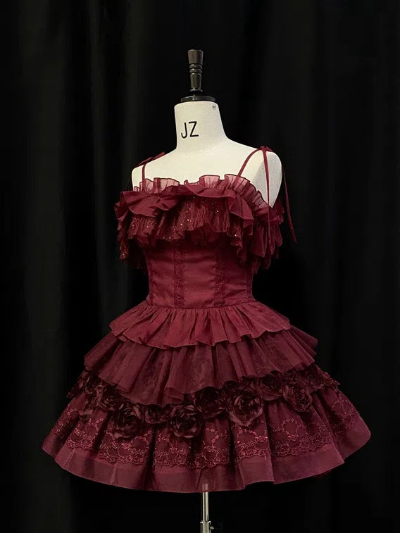 Elastic Red Off-the-shoulder Neckline Ruffle Top