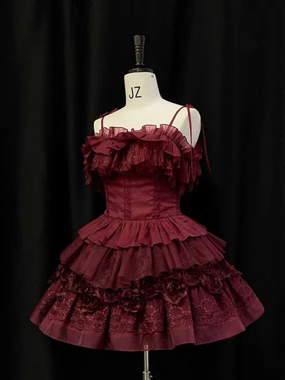 Elastic Red Off-the-shoulder Neckline Ruffle Top