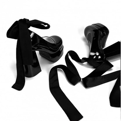 Buckles Lolita Crisscross Detachable Design Janes Black with - Elegant Mary Polished