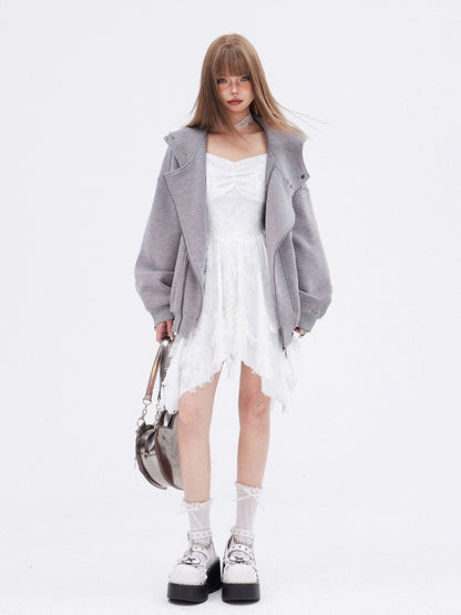 White Fringe Handkerchief Hem Cami Dress