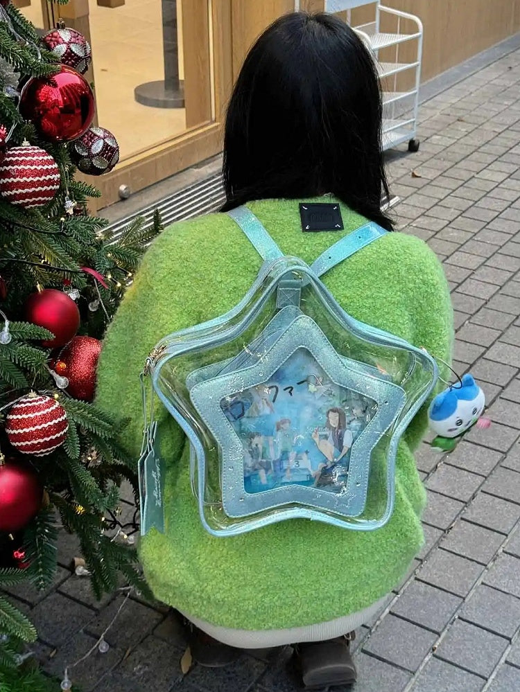 星型痛バッグ PU 取り外し可能なバッジ付き ブルーチャームセット