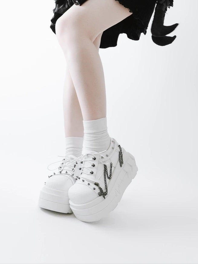in Shoes Chain with White Punk Goth Charm Detachable Platform