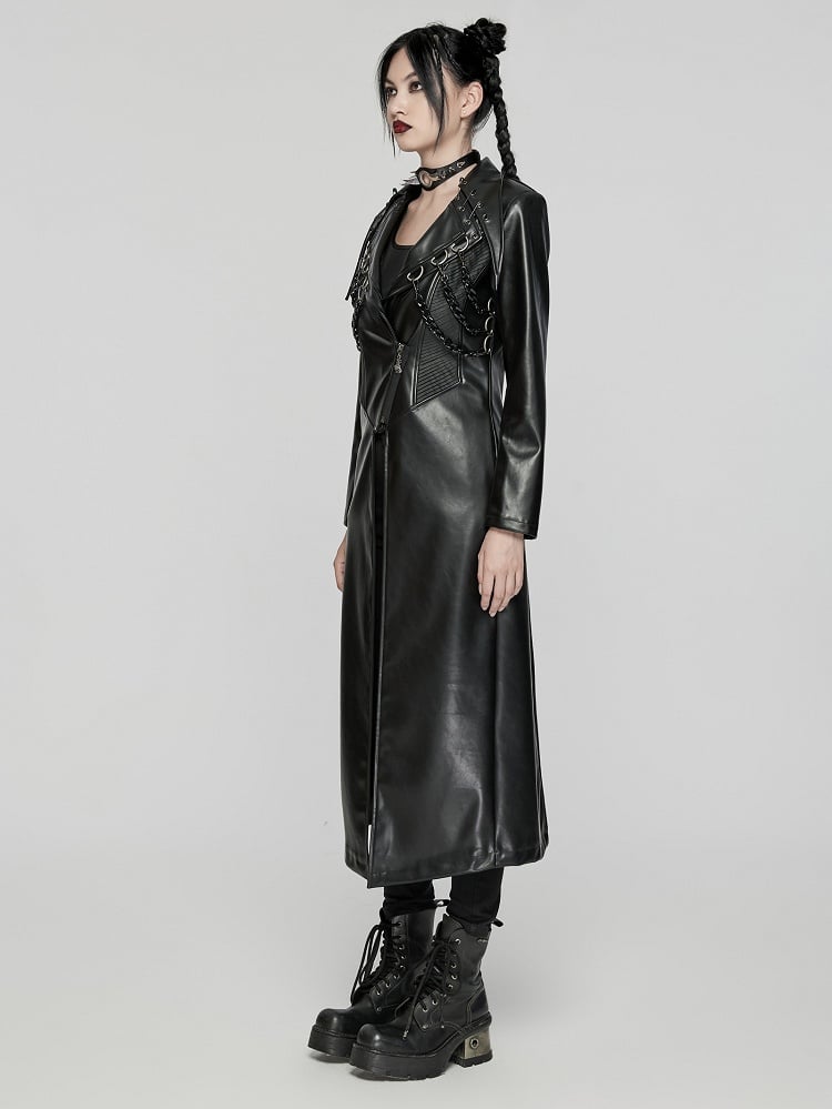Black Punk Visual Heavy-Processed Leather Jacket