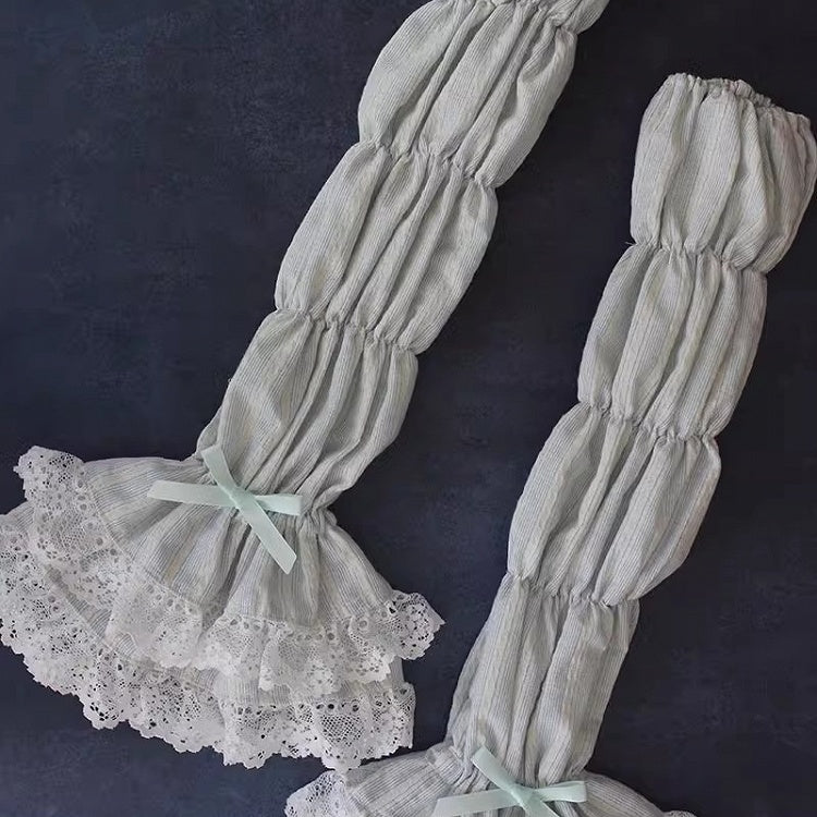 6 Options – Layered Bow and Lolita Trims Color Sleeves with Lace Accents Velvet