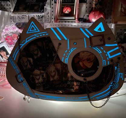 Cyberpunk Cat Glow-in-the-dark Ita Bag Blue White - Daylight