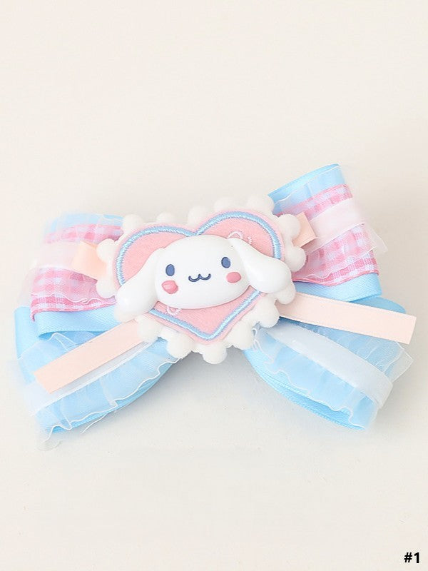 Sweet Bowknot Hairclip Cute Blue Options Pink Lolita Dog 3