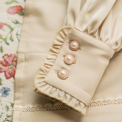 アプリコットスタンドカラー長袖クラシックロリータシャツ