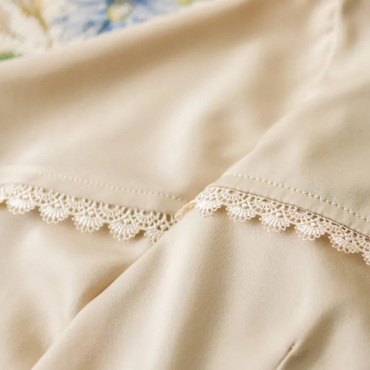 Stehkragenhemd lang Apricot Lolita Classic