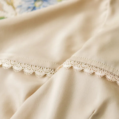 Stehkragenhemd lang Apricot Lolita Classic