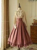 Vintage High-Waisted Striped Skirt in Pink