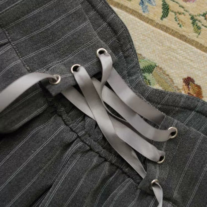 ハイスカート クラシック ヒストリック グレー ウエスト バイブス パターン ストライプ