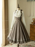 Halter Dress Underbust Stripped Vibes Pattern Neck Brown Historical