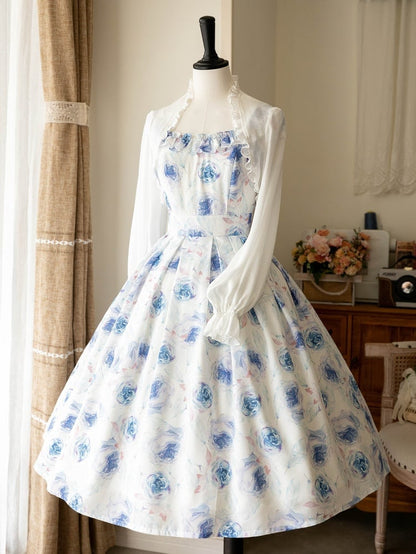 ホワイトシフォン伸縮性のある袖口のクロップドトップス