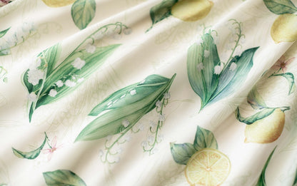 黄色と緑のレモン柄ジャンパースカートドレス