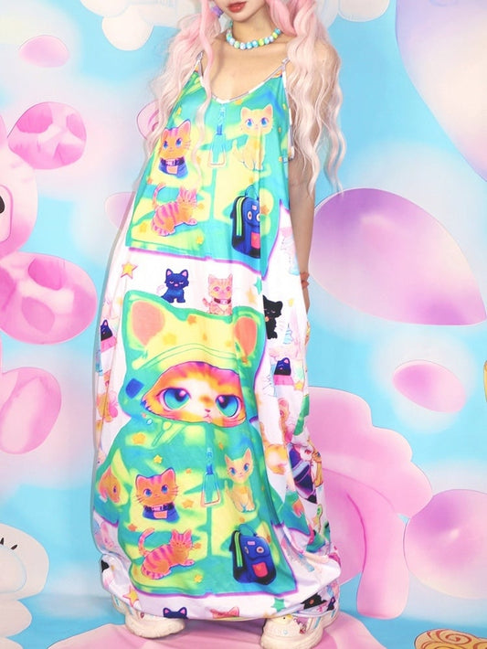Dress Cat Cami Y2K Print Colorful