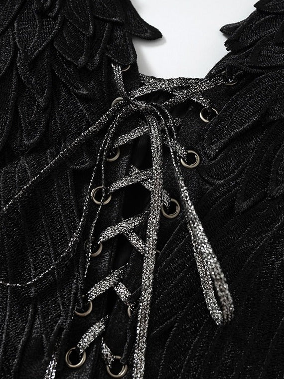 3D Wing Embroidered Lace Corset Top in Black - NO ROMANCE