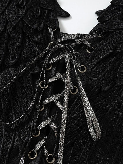 3D Wing Embroidered Lace Corset Top in Black - NO ROMANCE