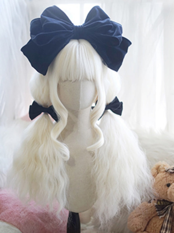 Hellblond/Milchweiß/Orange/Rot, lange, gewellte Perücke mit vollem Pony