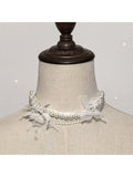 Pearl Necklace with Bow Accents in White Black - Sweet Wood Lolita