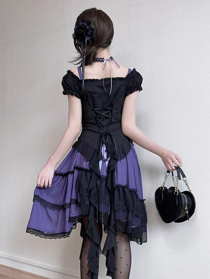 Ruffle Short Sleeve Blouse with Asymmetric Hem - Tan Tuan
