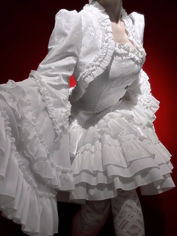 White Gothic Lolita Bell Sleeves Cutout Back Bolero