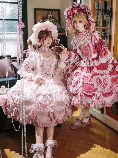 Embroidery Details Light Bead Pink Floral Hanayome Rosette Lolita and Dress Chain