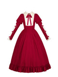 Ruffled Sleeves Dress Juliette and Version Beige Waist Boned Long Elegant Lolita Neck Red with