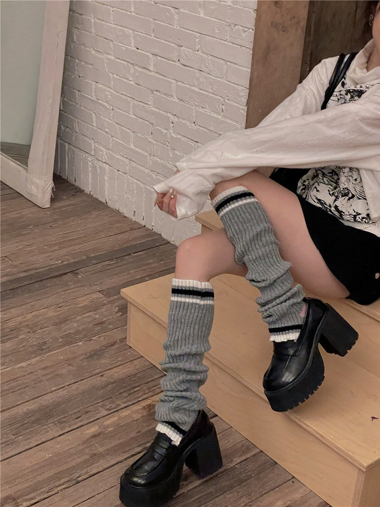 Striped Knitted 5 Options Color Warmers Pattern Leg