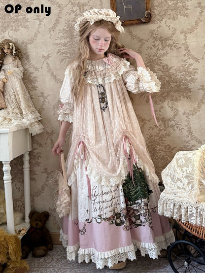 利用可能なコットンフリルドローストリングドレスネックプラスラウンドサイズオーバーレイロリータスイート