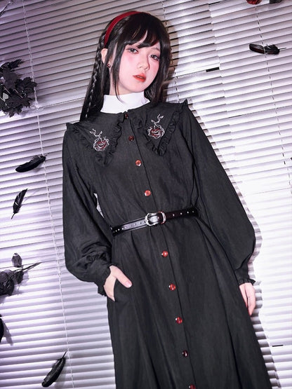 Dress Embroidery Sleeve With Gothic Balloon Black Eden-inspired