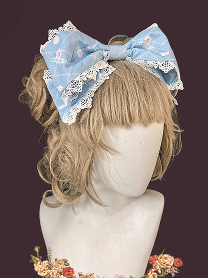 Light Blue/Pink Floral Sweet Lolita Headbow