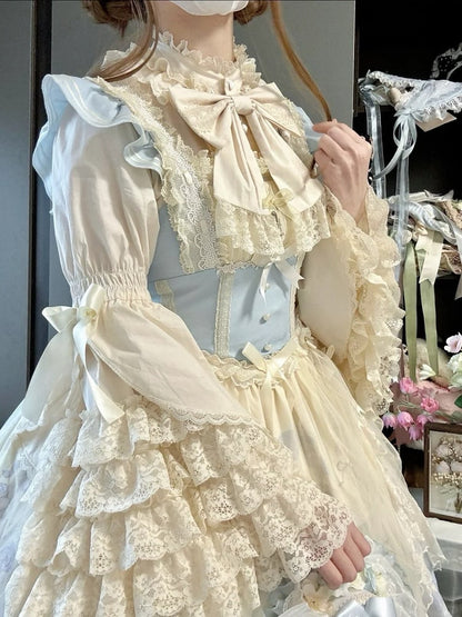 Lace Bell Blouse Layered Lolita Gorgeous Beige Sleeves