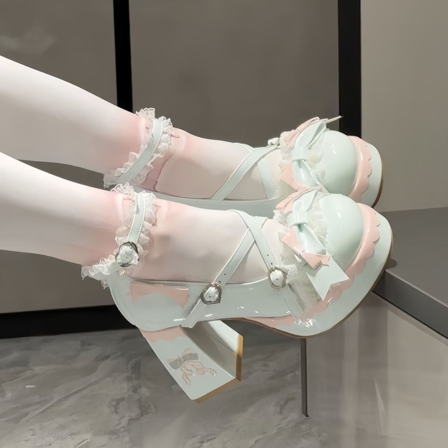 Lolita Bow Round-Toe Platform Heels – Sweet Kawaii Style Up to EU 42