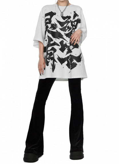 White Unisex T-Shirt Print Graphic Soul with Occupied Oversized