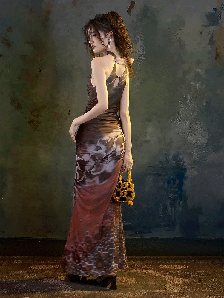 Versatile Long Mermaid Silhouette Halter Dress with Slim Fit - sijinstudio