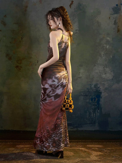 Versatile Long Mermaid Silhouette Halter Dress with Slim Fit - sijinstudio
