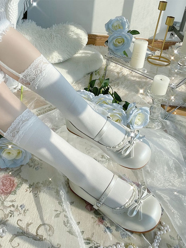 Toe Flat White Shoes Mary in Round Jane Sweet - Lolita