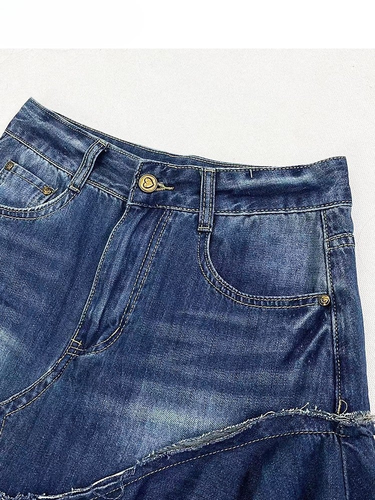 Mermaid Hem Asymmetrical Blue Y2K Skirt