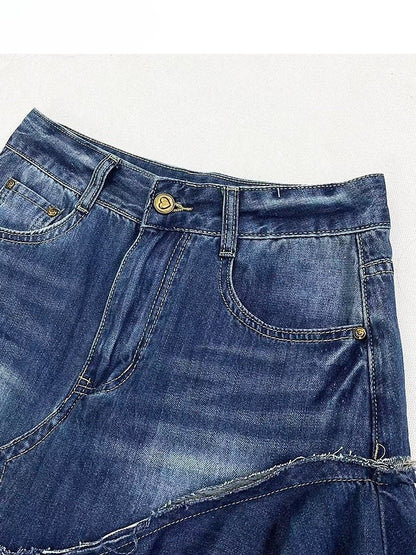 Mermaid Hem Asymmetrical Blue Y2K Skirt