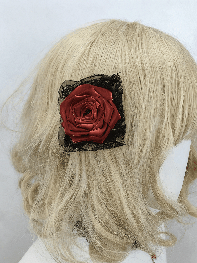 Rose Wine Metal Red Chains Hairclip/Brooch Teardrop-Shaped Gothic With Charms