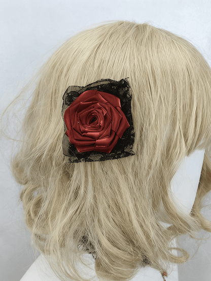 Rose Wine Metal Red Chains Hairclip/Brooch Teardrop-Shaped Gothic With Charms